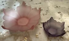 Vintage MCM Epic Viking Glass Lotus Bowls Frosted Pink & Purple (Set of 2) picture