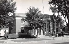 Grinnell Iowa~Big Shrubs & Columns~US Post Office~Summer Shade Trees RPPC 1940s picture