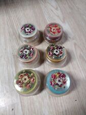 Six Vintage S.S. Pierce Of Boston Jelly Jars With Floral Lid Design picture