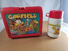1978 Vintage Garfield The Cat Red Plastic Lunch Box With Thermos picture