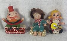 Lot Of 3 Vintage Blow Mold Plastic Ornaments Christmas Figurines picture