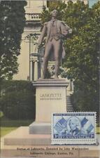 Postcard Statue Lafayette Donated John Wanamaker Lafayette College Easton PA  picture