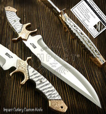 IMPACT CUTLERY RARE CUSTOM D2 FULL TANG ART BOWIE KNIFE ENGRAVEC COPPER BOLSTERS picture