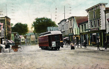 1907 Main St Winthrop Maine ME Dirt Street View Trolley Horse Buggy Postcard picture