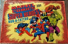 PARTIAL BOX: 1980 Marvel Comics Super Heroes Rub-A-Tattoo DONRUSS (10 Wax Packs) picture