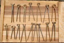 Vintage Lot 16 Blacksmith Iron Forging Forged Tongs Pliers light rust no pitting picture