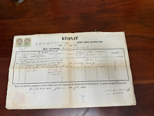 VINTAGE HUNGARIAN 1870 CHURCH DEATH CERTIFICATE W/ STAMPS- EPHEMRA picture