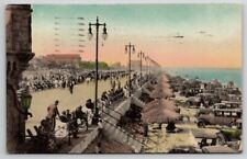 Daytona Beach FL Boardwalk And Seashore Old Cars Hand Colored Postcard O24 picture