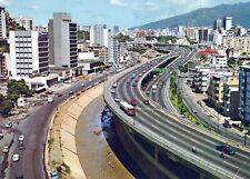 VINTAGE CONTINENTAL SIZE POSTCARD HIGHWAY STREET VIEW CARACAS VENEZUELA picture