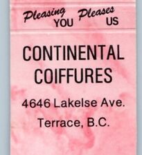 Continental Coiffures Unisex Hair Styling Matchbook Cover MBC1Q Terrace BC picture
