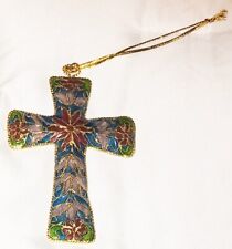Vtg Ganz Cloisonne Acrylic Cross Ornament - 3.5