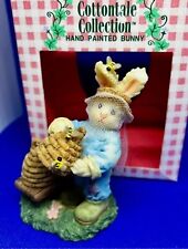 Vintage Cottontale Collection Hand Painted Easter Bunny Beekeeper Figurine w/box picture