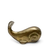 Vintage Solid Brass Whale Fish Figurine Paperweight 3” picture