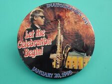 President Bill Clinton Inauguration Button January 20,1993 Rare Playing Sax 3