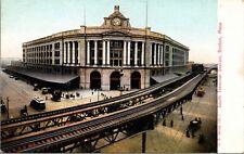 Vtg Boston MA South Terminal Train Station pre-1908 Railroad Old View Postcard picture
