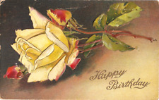 Happy Birthday-Rose-embossed Diamond Series antique postcard picture