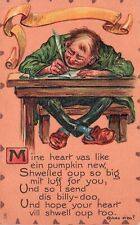 Tucks Leatherette Valentine Series Man with Swollen Heart Writes Letter Postcard picture