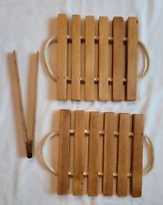 Vintage Wooden Trivets And Salad Tong Cabincore Cottagecore Coastal Grandma picture