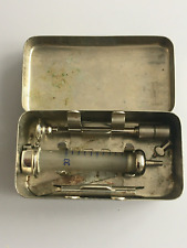 Vintage Antique Medical Surgical Instrument Kit Syringe Metal box Record picture