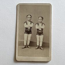 Antique CDV Photograph Adorable Boys Brothers Circus Gymnasts Acrobat NY picture