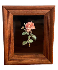 VTG Framed 3D Stemmed Rose Flower Picture Wall Hanging, Art Décor, Unique Gift picture