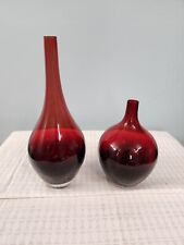 Ikea RUBY RED Salong Glass Bud VASES by Modernist Johanna Jelinek  Set~2 Retired picture