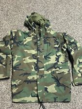 US GI Military Cold Weather Parka Mens Large Long Woodland Camouflage Gore-tex picture