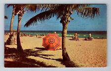 Miami Beach FL-Florida, Tropical Palms on Beach, Antique Vintage Postcard picture