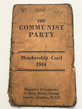 The Communist Party Membership Card 1944 WWII United Kingdom Britain England picture