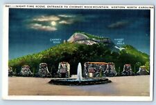 Western North Carolina NC Postcard Night Time Scene Chimney Rock Mountain 1936 picture