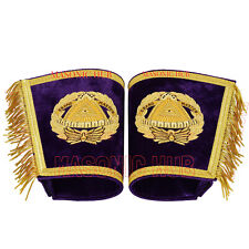 Handcrafted Masonic Grand Master Gauntlets Cuffs Embroidered with Fringe picture