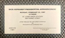 1987 Richard Gephardt Presidential Announcement Ticket Feb. 23, 1987, St. Louis picture