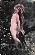 A Naked Woman Walking Along The Forest, Fairy Tales Postcard picture