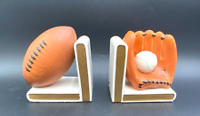 VINTAGE PAIR OF LEFTON FOOTBALL & BASEBALL CERAMIC SPORTS BOOKENDS picture