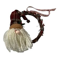 Christmas 6 Inch Wreath Santa Claus Head Pinecones Holly Handmade Ornament picture