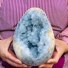 10.49LB Natural Blue Celestite Crystal Geode Quartz Cluster Mineral Specimen picture