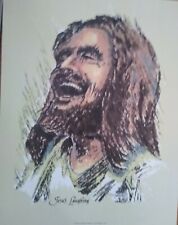 Jesus Laughing religious picture Christian art 5 x 7 paper print original picture