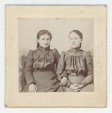 Antique c1880s ID'd Diamond Cabinet Card Two Affectionate Young Women Sisters? picture
