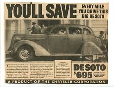 1936 NEWSPAPER PRINT CAR AD NEW 1936 DESOTO $695. CHRYSLER CORP. AUTOMOBILE EXC picture