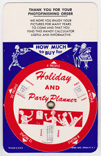1961 vintage HOLIDAY PARTY PLANNER DIAL WHEEL DRINKS COCKTAILS Handy Calculator picture