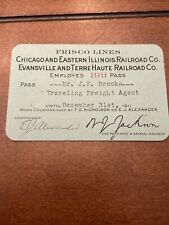 Rare 1911 Chicago & Eastern Illinois  Evansville Terre Haute RR Railroad Pass picture