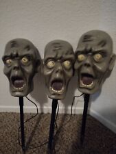 2010 Magic Power Co Set of 3 Zombie 3 skulls Sound Activated Tested & Working picture
