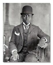 Dapper Man in Bowler Hat c1880s, African American, Vintage Photo Reprint picture
