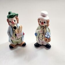 Vintage Enesco Clowns Spaghetti Hair Lot of 2 Ceramic Figurines picture