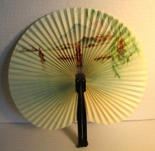 BEAUTIFUL VINTAGE PAPER FAN PAINTED SCENERY MOUNTAINS PEOPLES REPUBLIC OF CHINA picture