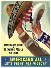 Americans All - Fight For Victory Mexican American World War 2 Poster - 24x32 picture