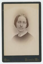 Antique Circa 1880s Cabinet Card Lovely Woman Beautiful Eyes Glass Janesville WI picture
