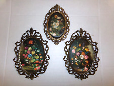 Three Vintage Ornate Floral Oval Picture Frame Wall Hanging Italy (No glass) picture