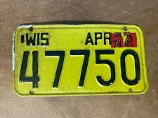 1977 1978 Wisconsin License Plate Motorcycle # 47750 picture