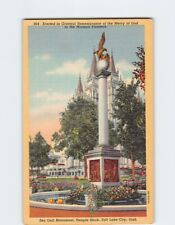Postcard Sea Gull Monument Temple Block Salt Lake City Utah USA picture